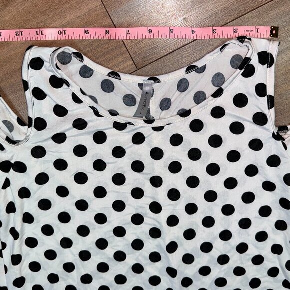Polka Dot Cold Shoulder Women's Top Size Large Acting Pro - Picture 4 of 9